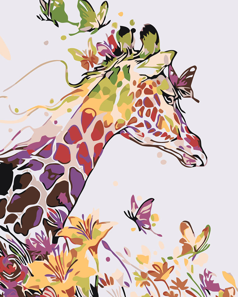 Girafa e borboletas